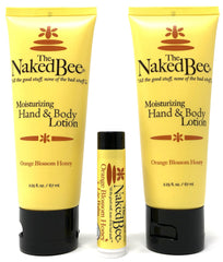 The Naked Bee Orange Blossom Honey Lotion bottle offers hydrating, antioxidant-rich skin care.