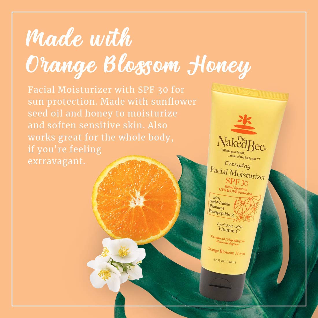 The Naked Bee orange blossom vitamin C moisturizer SPF 30 creamy texture and light feel