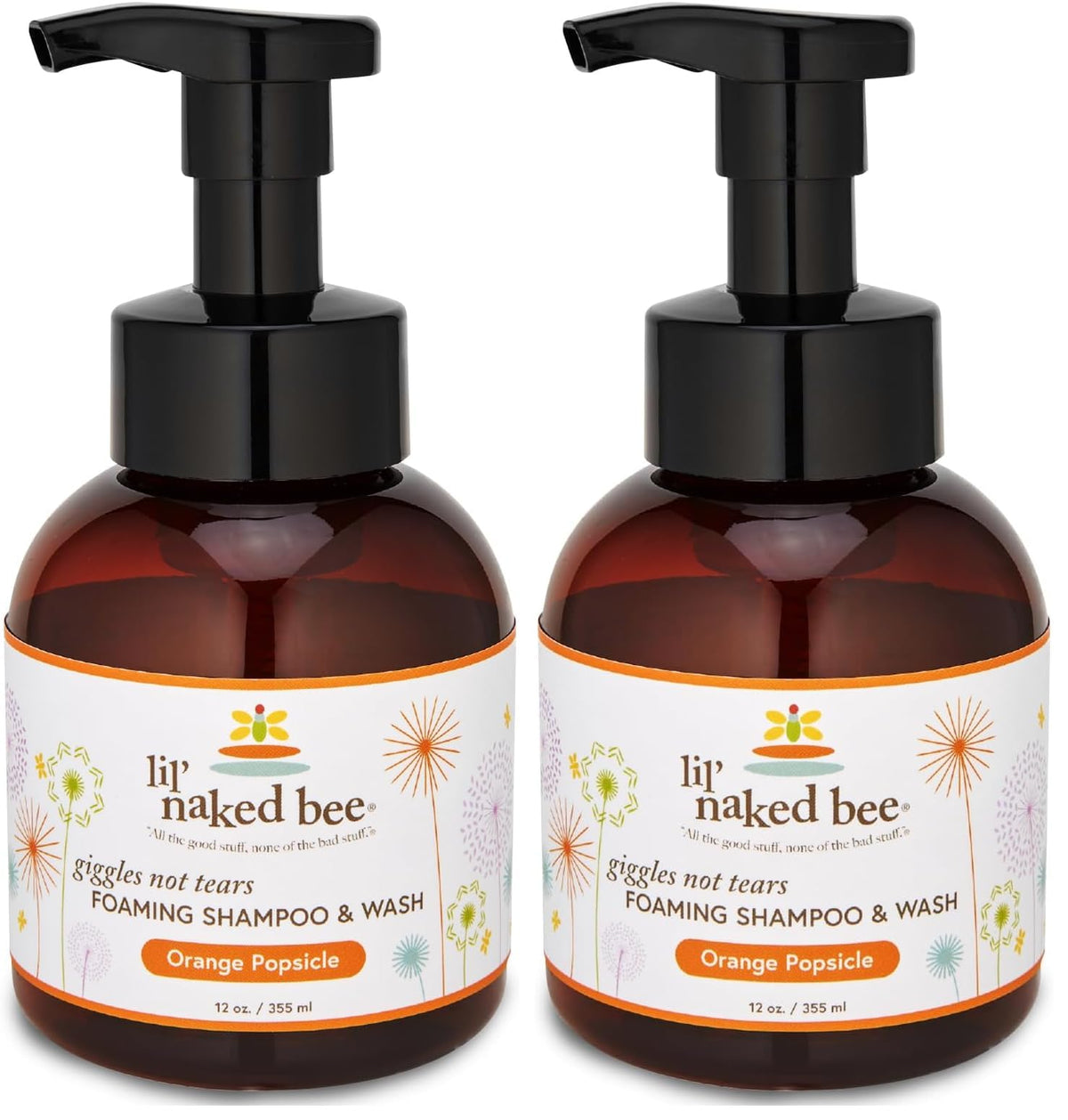The Naked Bee Orange Popsicle Giggles bottle front for gentle daily cleansing
