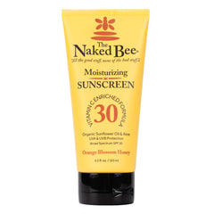 The Naked Bee Vitamin C sunscreen bottle showcases SPF 30 for daily protection and moisturized skin