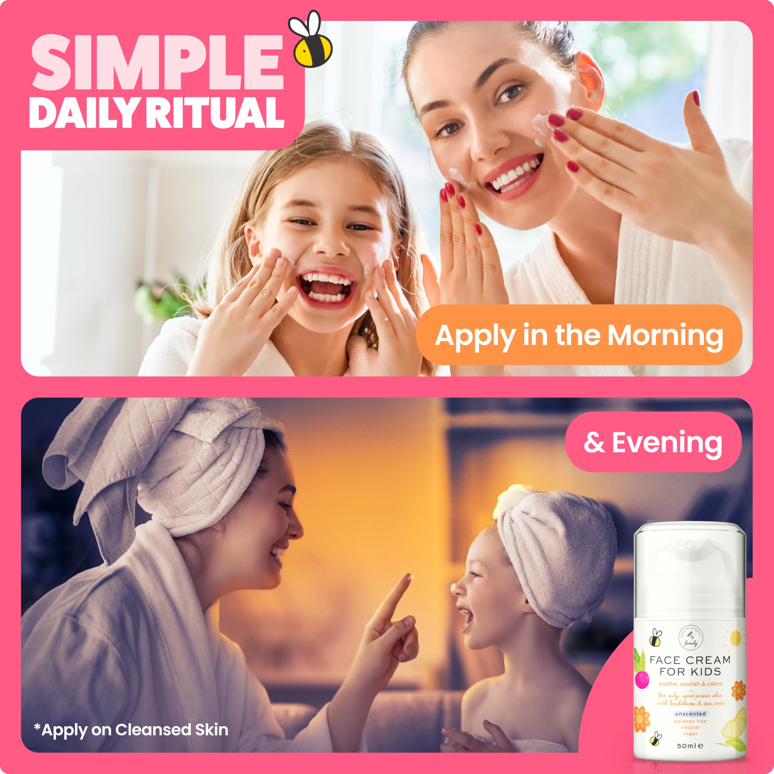 The Natural and Organic Family all-skin-types-graphic communicates versatile care.