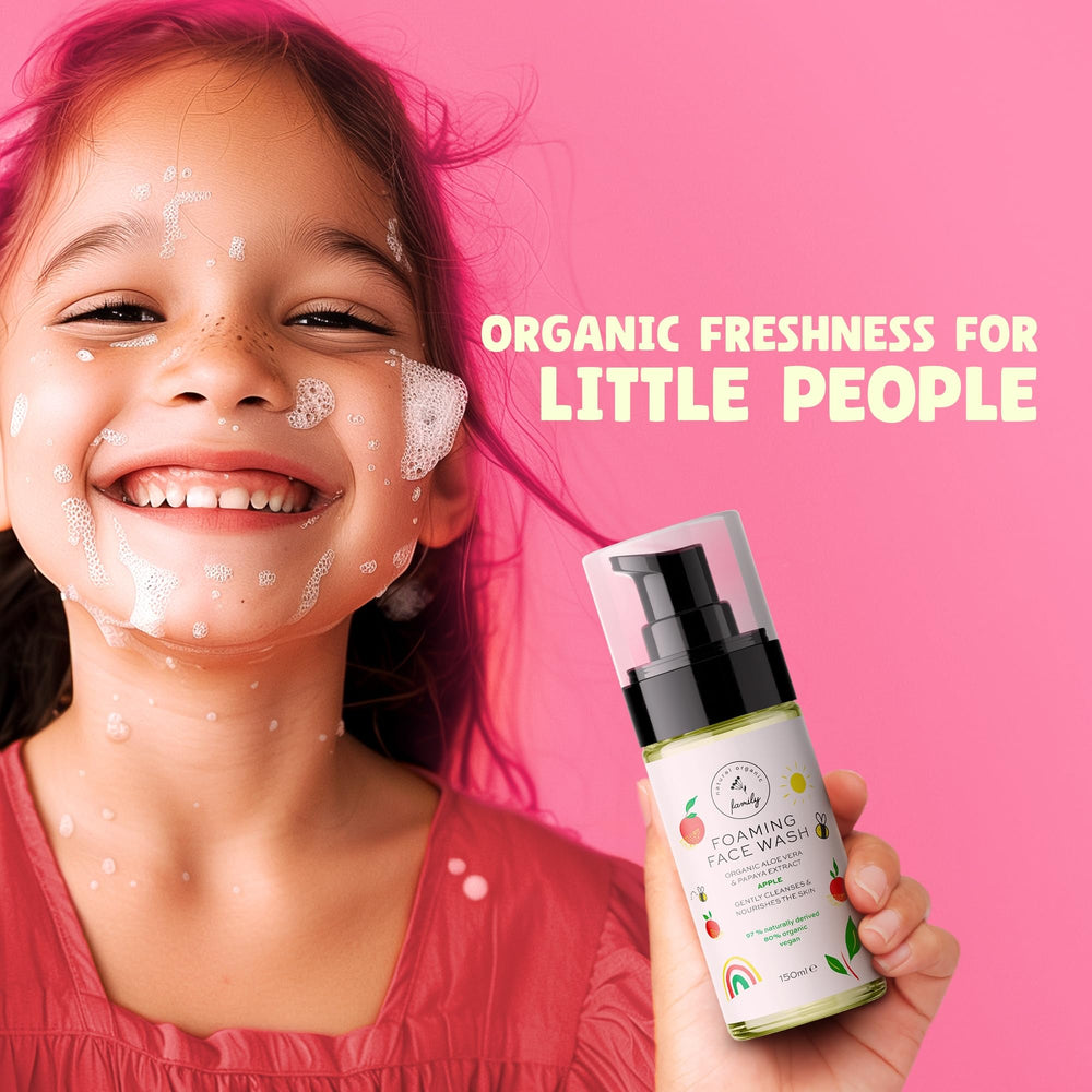 The Natural and Organic Family naturally derived ingredients displayed on packaging.