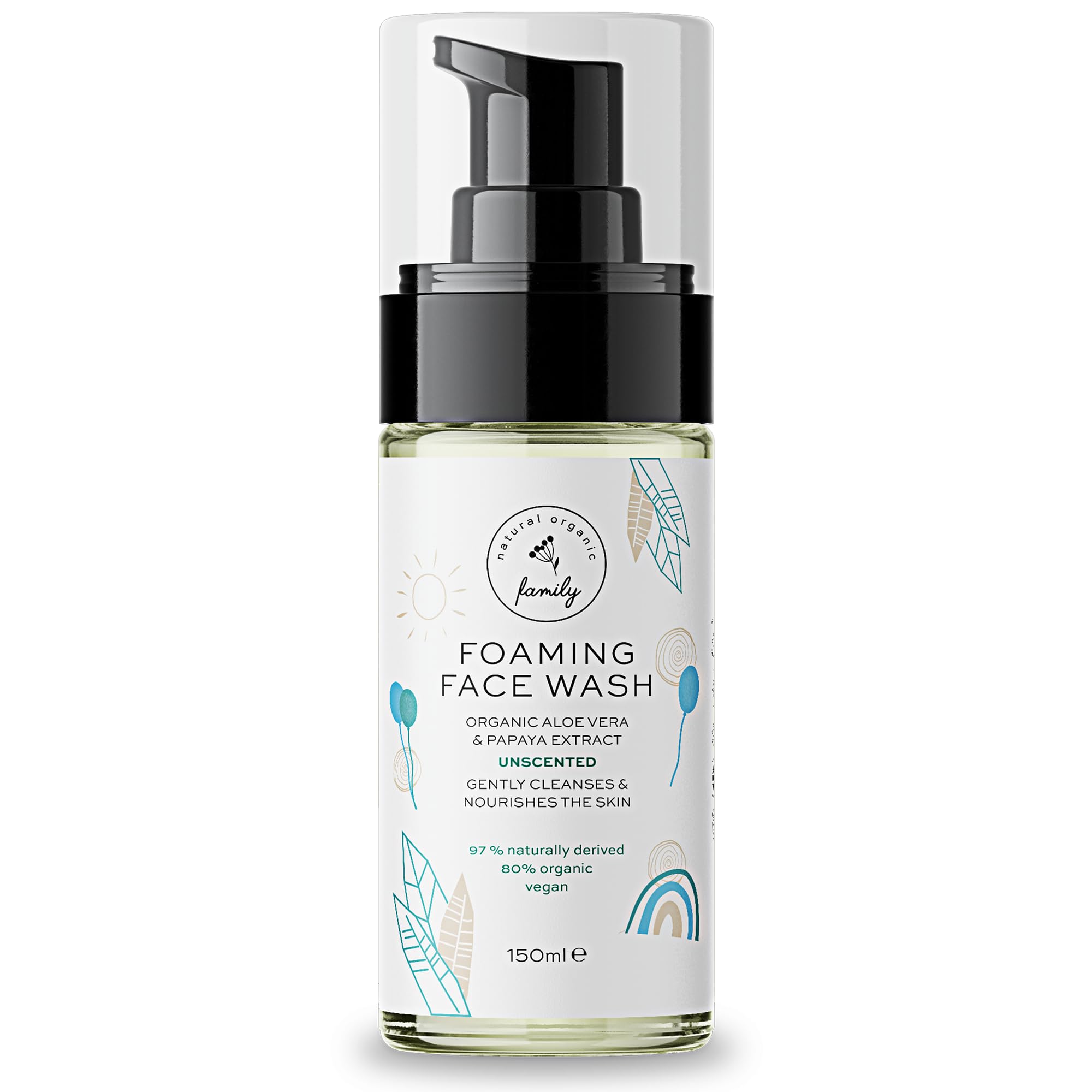 The Natural and Organic Family Kids Foaming Face Wash bottle for gentle cleansing