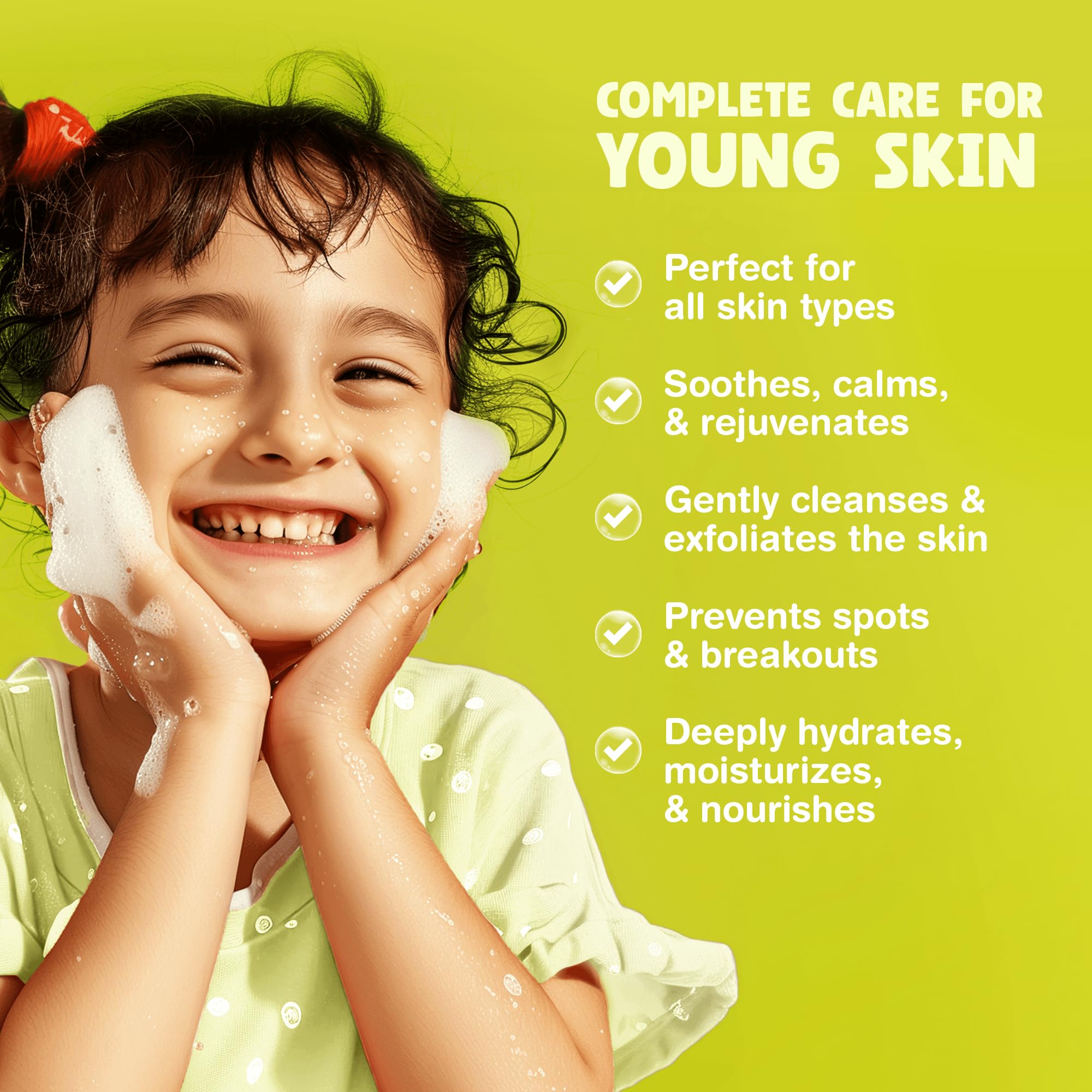 The Natural and Organic Family papaya extract detail highlights gentle exfoliation.