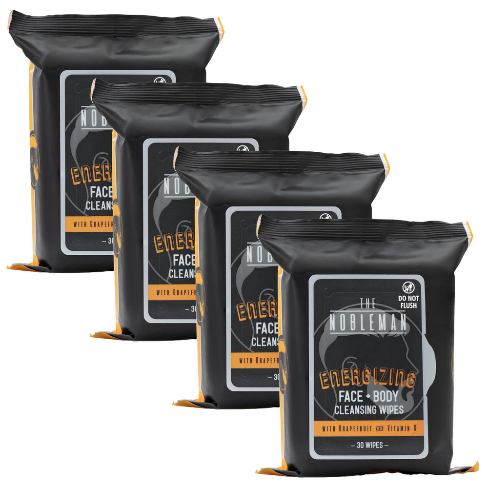 The Nobleman cleansing wipes 4-pack front view for on-the-go refreshment.