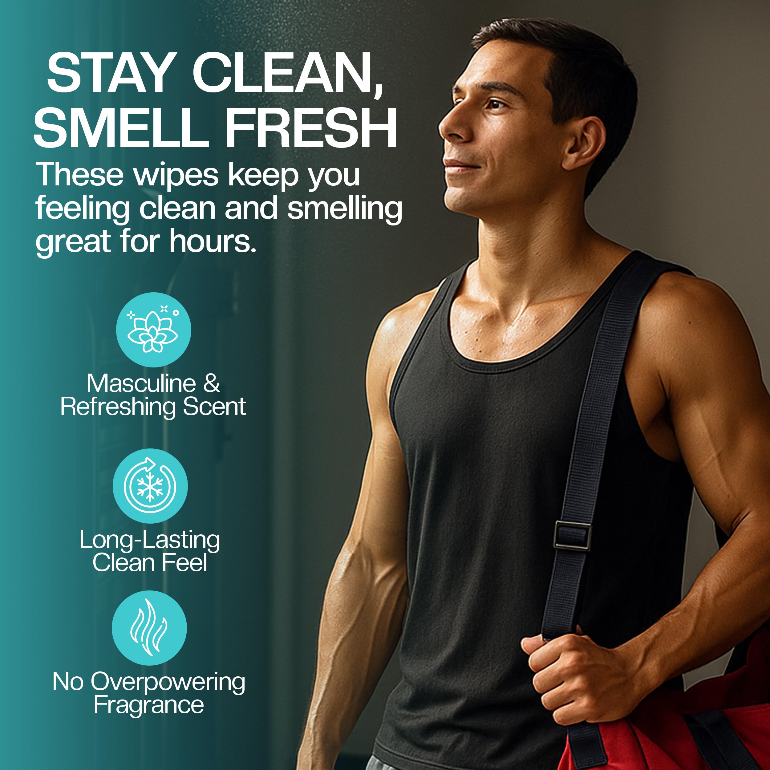 The Nobleman wipe in use on the face for a quick cleanse.