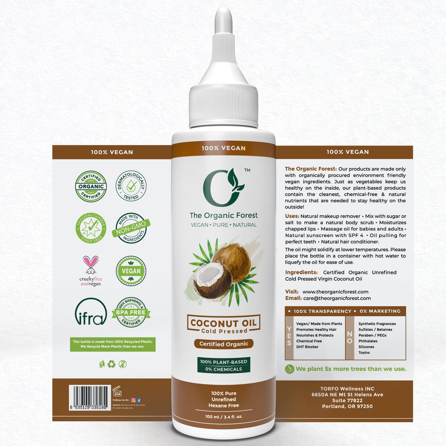 The Organic Forest coconut oil applied to hair to hydrate dry strands