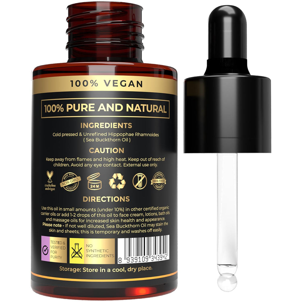 The Organic Forest Sea Buckthorn Oil deep red glow indicates rich nutrients