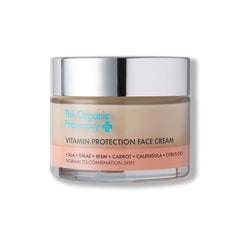 The Organic Pharmacy Vitamin Protection Face Cream bottle for daily use in a skincare routine