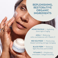 The Organic Skin Co Dream Cream packaging on shelf with eco-friendly design