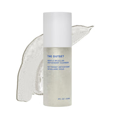 The Outset Gentle Micellar Cleanser bottle with pump for easy makeup removal and hydration
