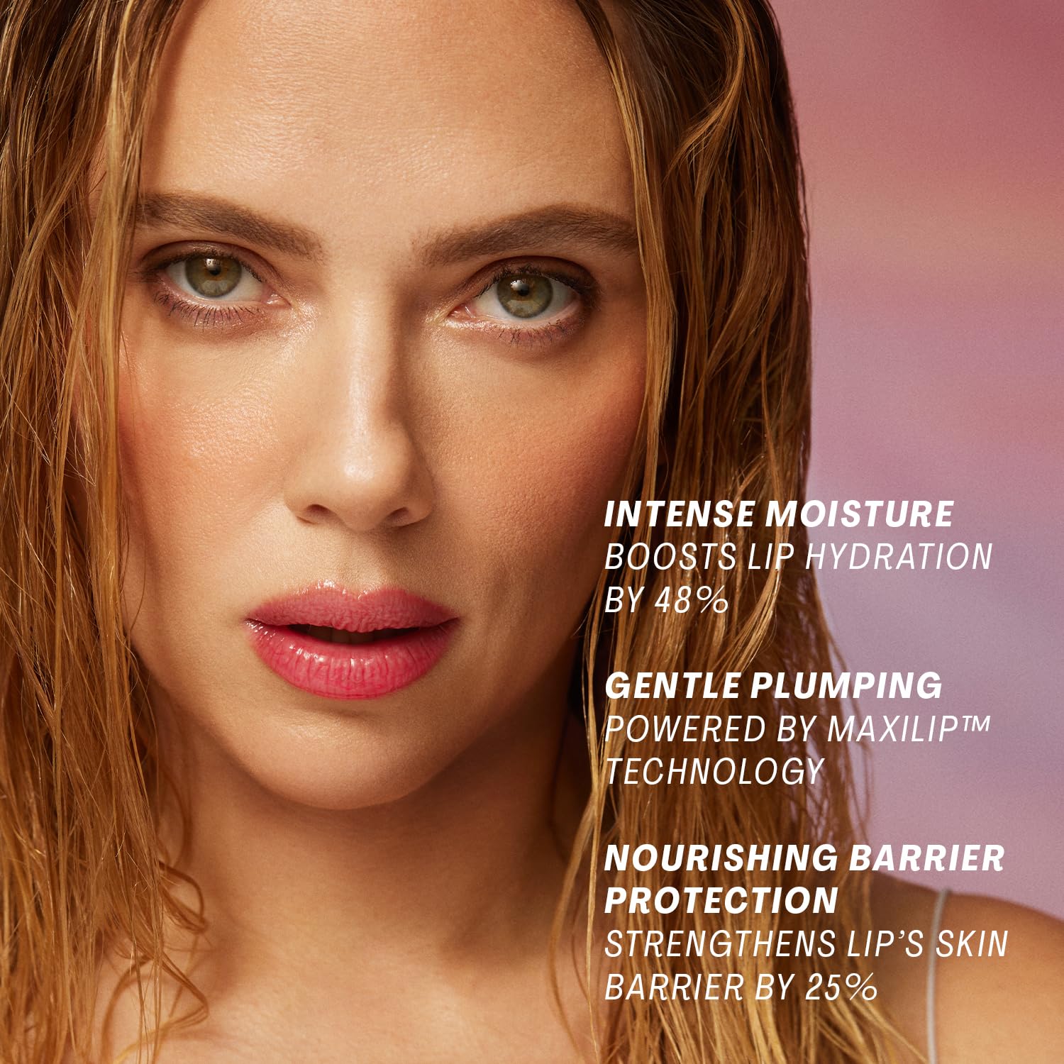 The Outset Lip Oasis vegan gluten-free formula swatched on lips.