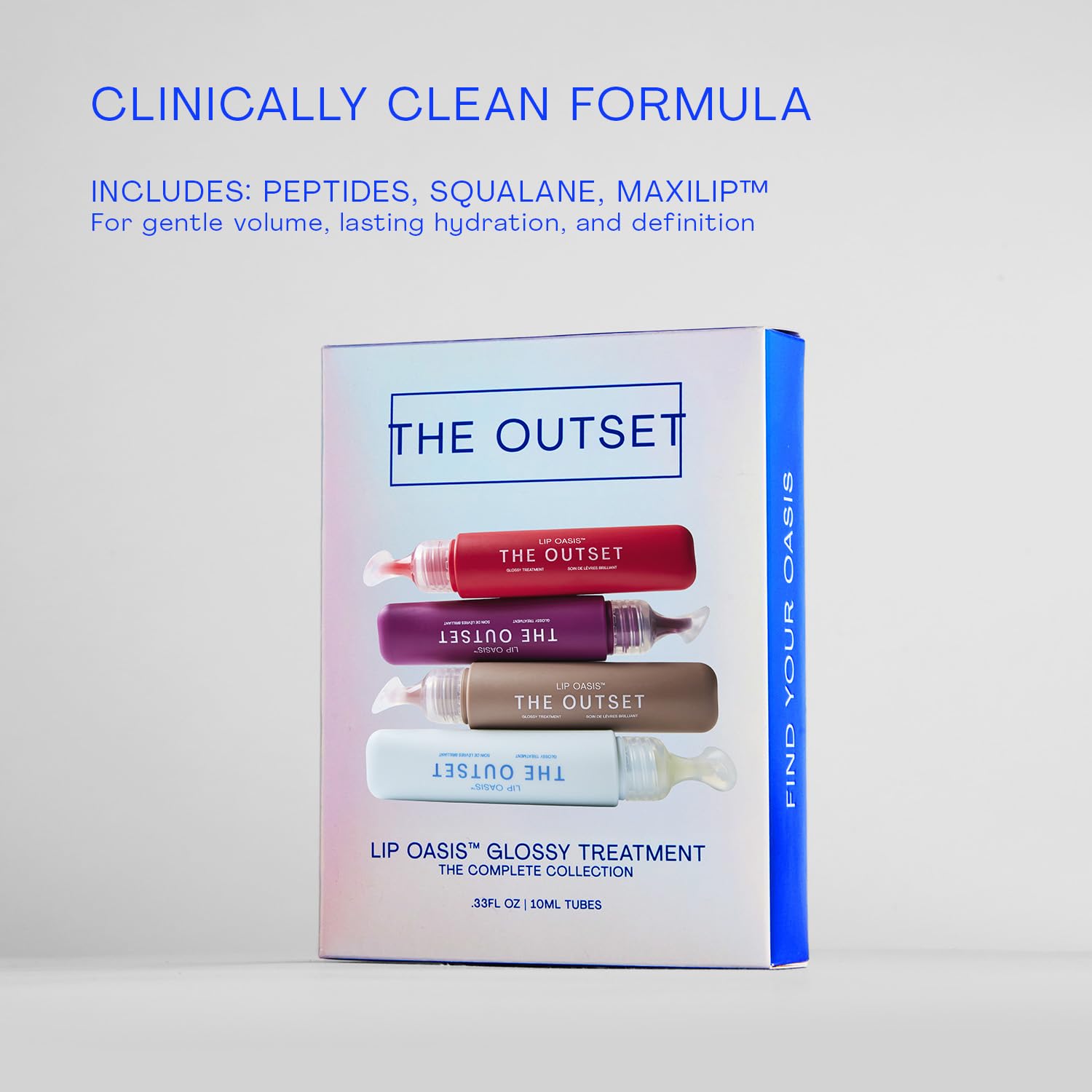 The Outset Lip Oasis Dune gloss tube with sheer tint for daily, effortless wear.