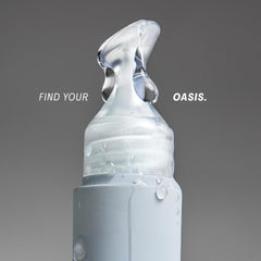 Packaging display for Lip Oasis reinforces vegan, gluten-free clean beauty values.