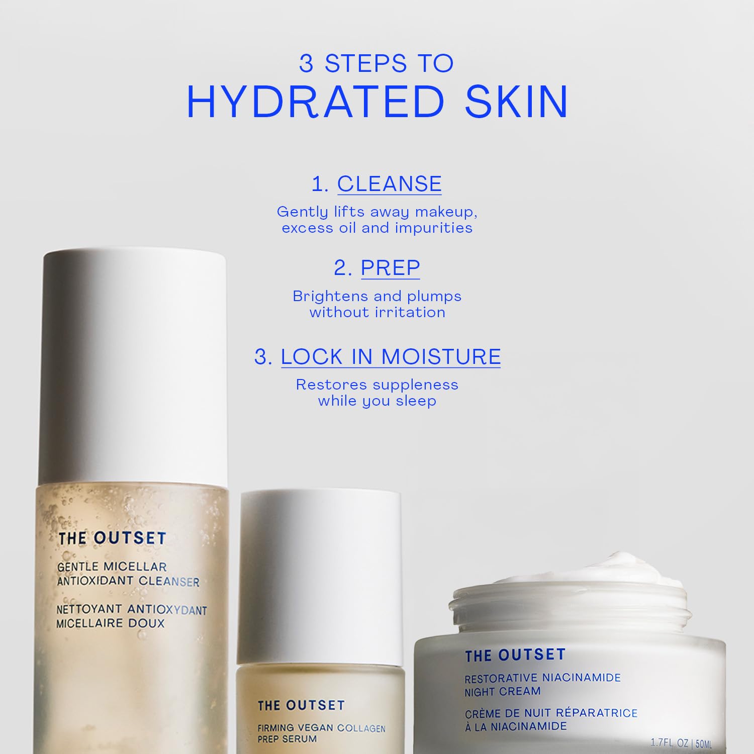 The Outset Restorative Night Cream in a calm nighttime routine scene for restful skin.