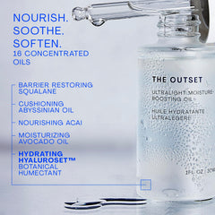 The Outset texture close-up reveals a light dry oil absorbing quickly.