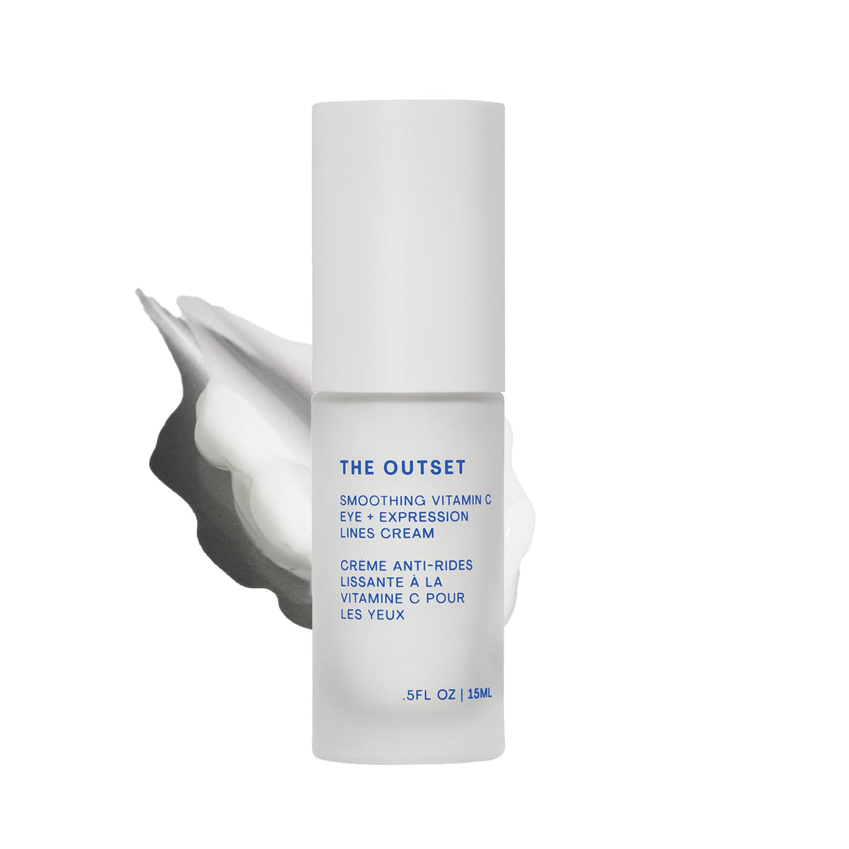The Outset Vitamin C smoothing eye cream application around the eye for brightening and smoother skin.