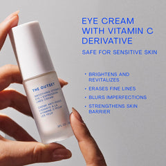 The Outset Vitamin C smoothing eye cream close-up texture showing creamy, fragrance-free formula.