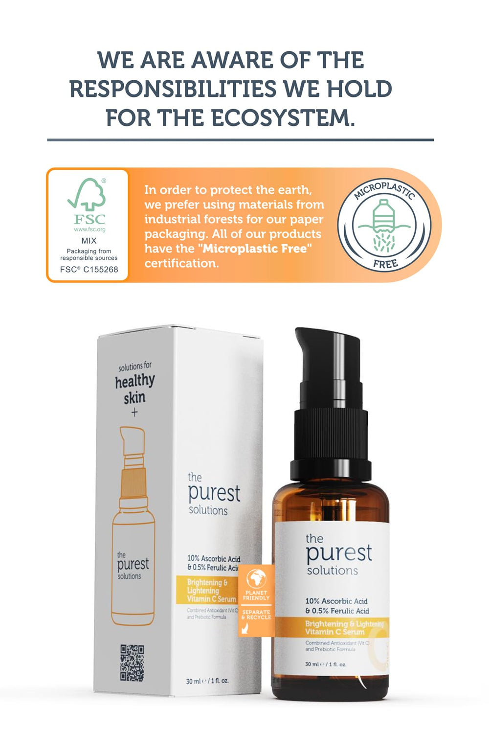 The Purest Solutions Brightening Serum label design showcases vegan formula