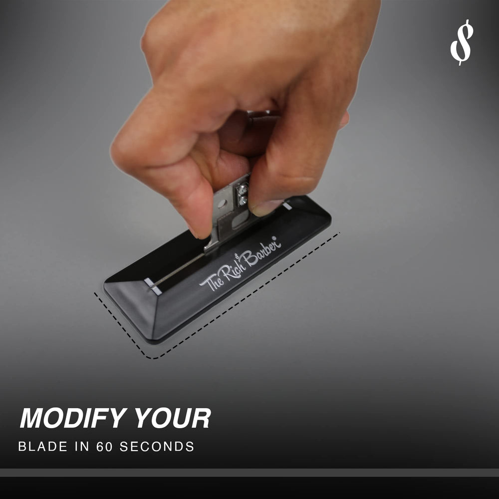 The Rich Barber in-use barbershop image demonstrates faster blade refresh during trims.