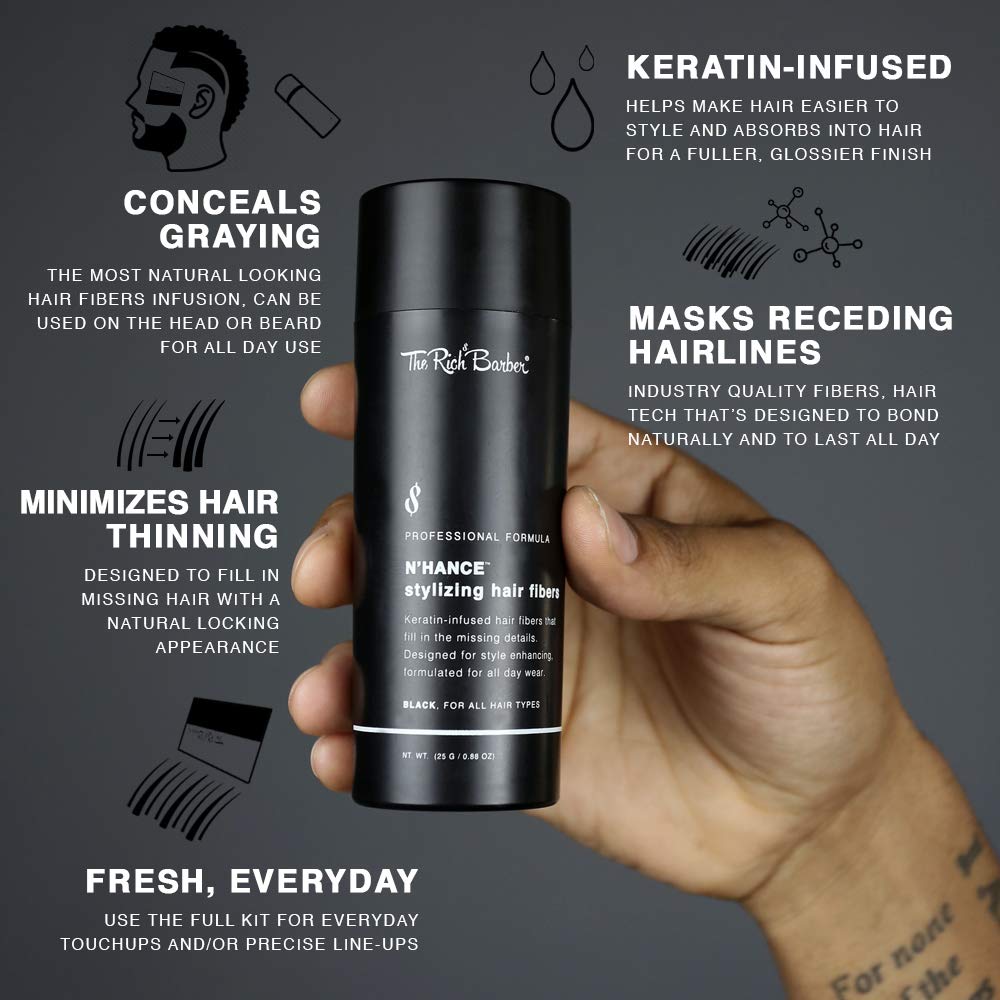 The Rich Barber N’Hance spray nozzle view for long-lasting hold and quick application.