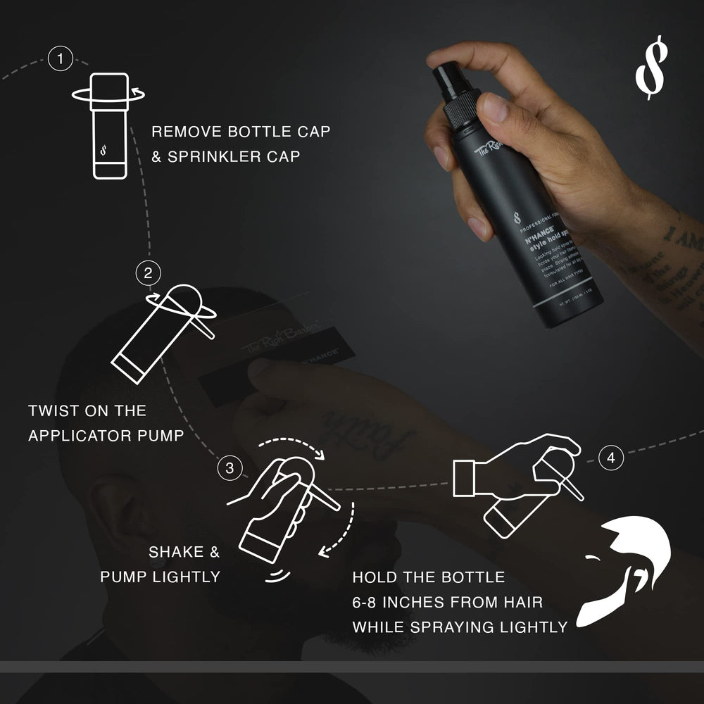 The Rich Barber N'Hance Pro fibers blend with existing hair for natural texture.
