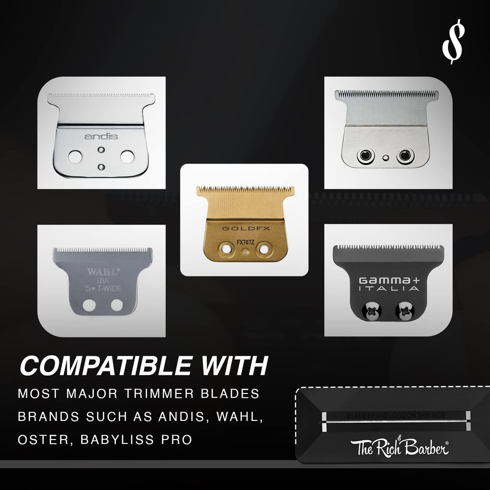 The Rich Barber Pro Kit diamond metal blade sharpener block renews sharp edges fast.