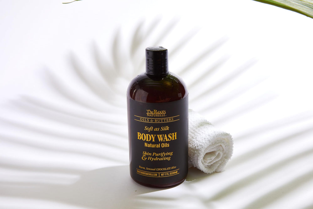 Close-up of ingredients shows organic oils and botanicals powering nourished skin.