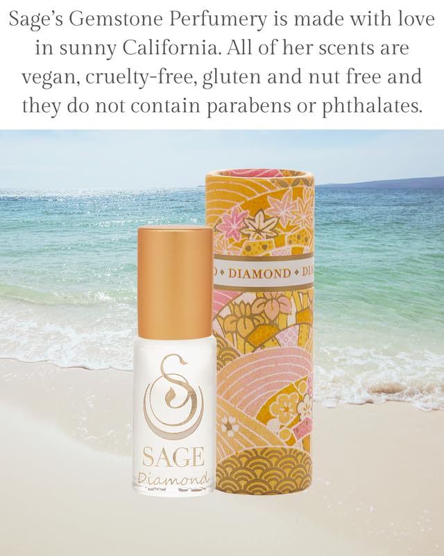 The Sage Lifestyle Diamond Roll-On cap close-up shows a compact, easy-to-use design.