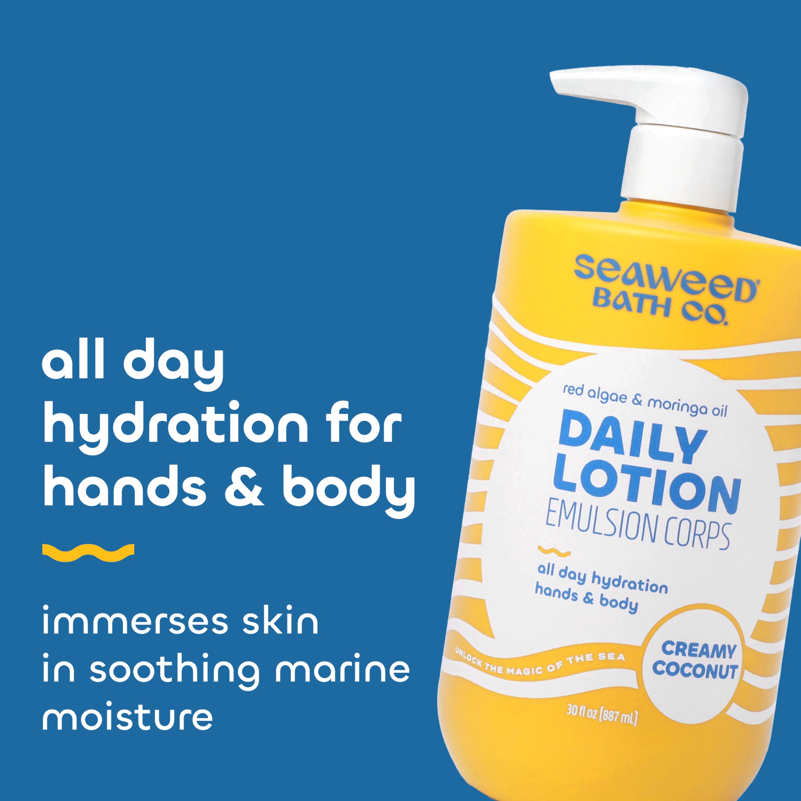 The Seaweed Bath Co. Creamy Coconut Lotion cream closeup highlights silky texture