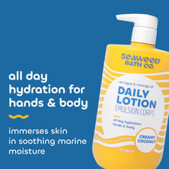 The Seaweed Bath Co. Creamy Coconut Lotion cream closeup highlights silky texture