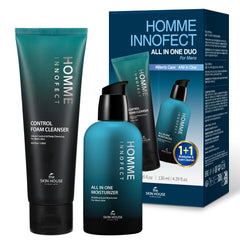 The Skin House HOMME InnoFect foaming cleanser pump delivers a gentle cleanse for refreshed skin.