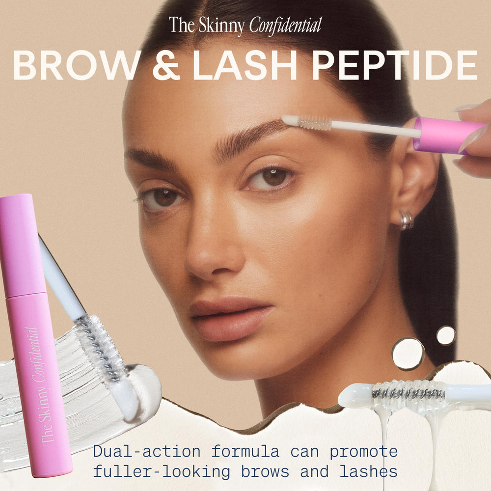 The Skinny Confidential Brow Peptide lash wand close-up for precise lash conditioning