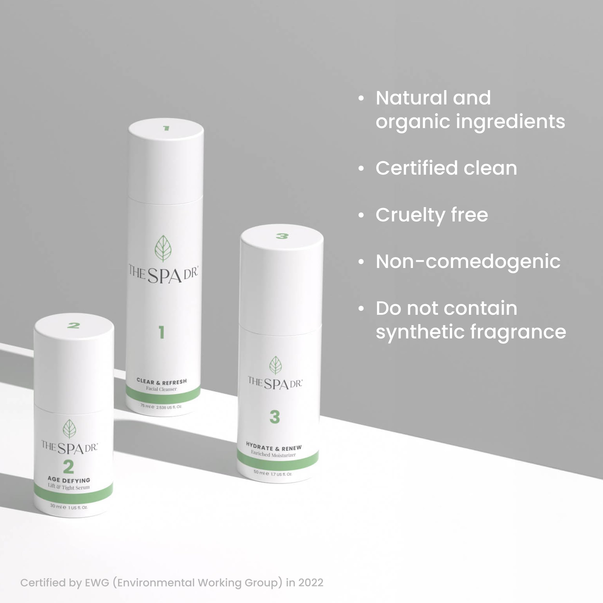 The Spa Dr. skincare system box, showcasing a clean, balanced skincare routine.