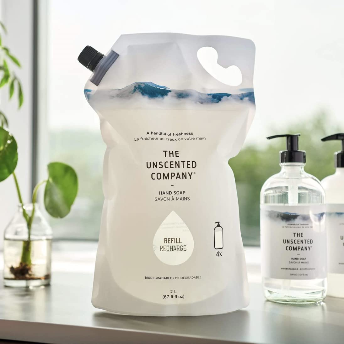 The Unscented Company hand soap bottle shows fragrance-free cleansing for sensitive days.