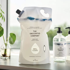 The Unscented Company hand soap bottle shows fragrance-free cleansing for sensitive days.
