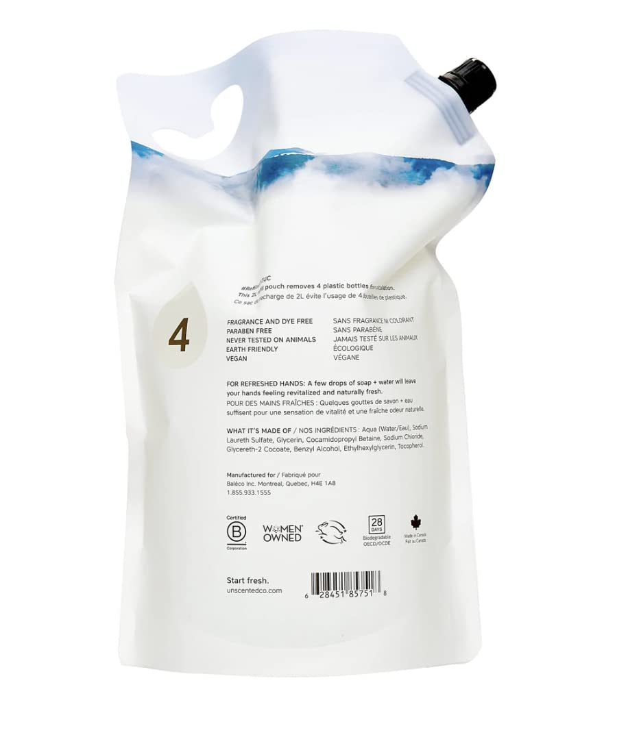 The Unscented Company ingredients panel notes plant-based components.