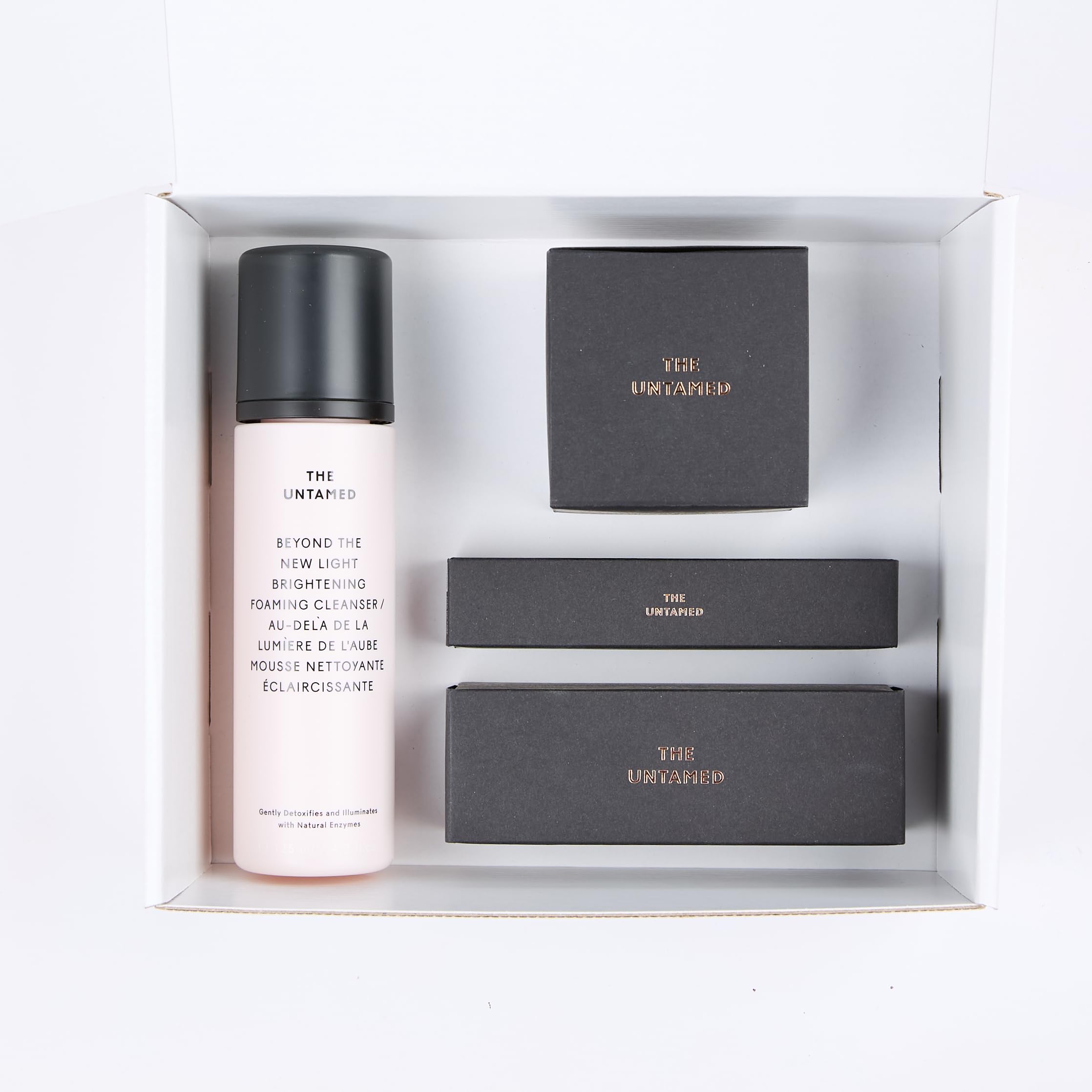 The Untamed Daily Kit hibiscus-flowers highlight brightening ingredients in the lineup.
