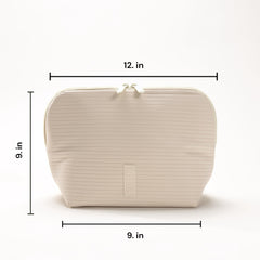The Verti waterproof vegan leather material protecting cosmetics on the go.