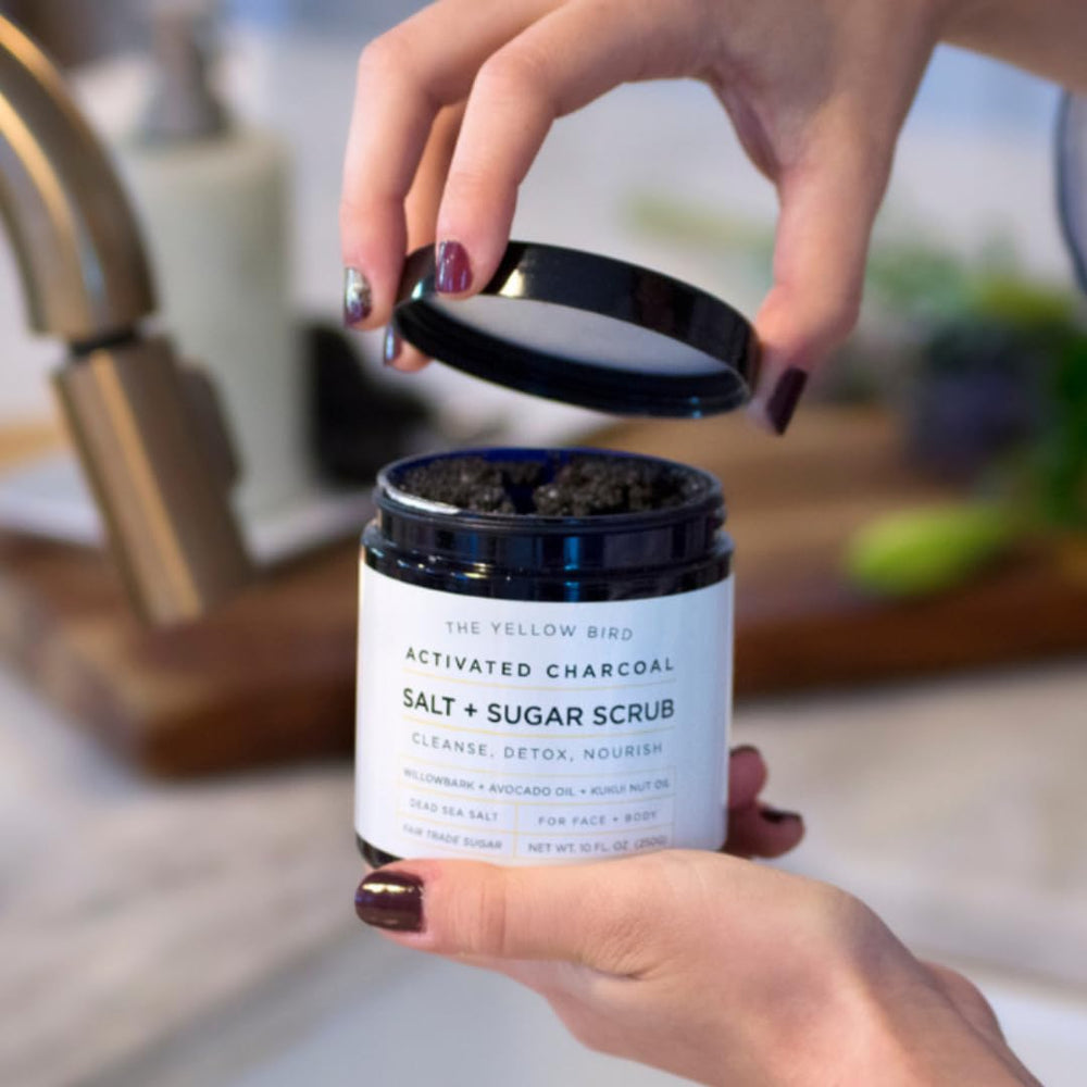 The Yellow Bird natural ingredients label emphasizes clean, sulfate-free formula.