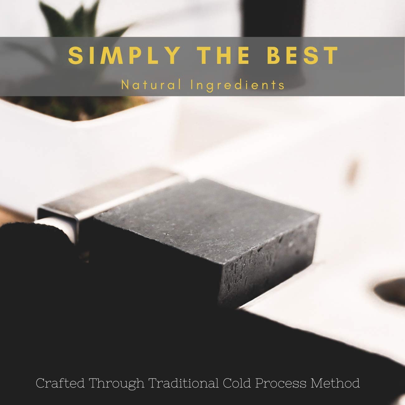 The Yellow Bird charcoal soap is chemical-free and rich in shea butter for gentle cleansing.