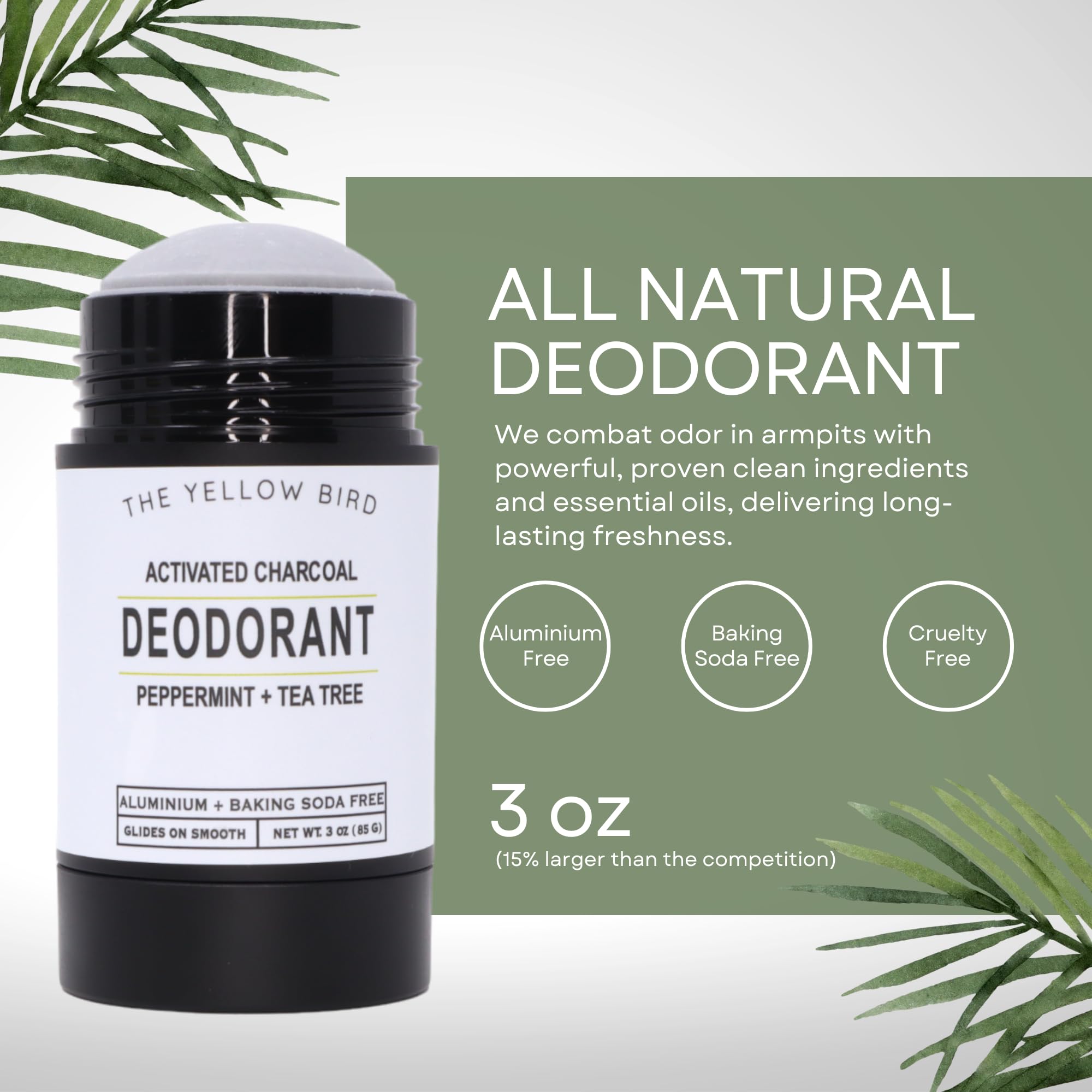 The Yellow Bird smooth-application deodorant-stick showing easy glide.