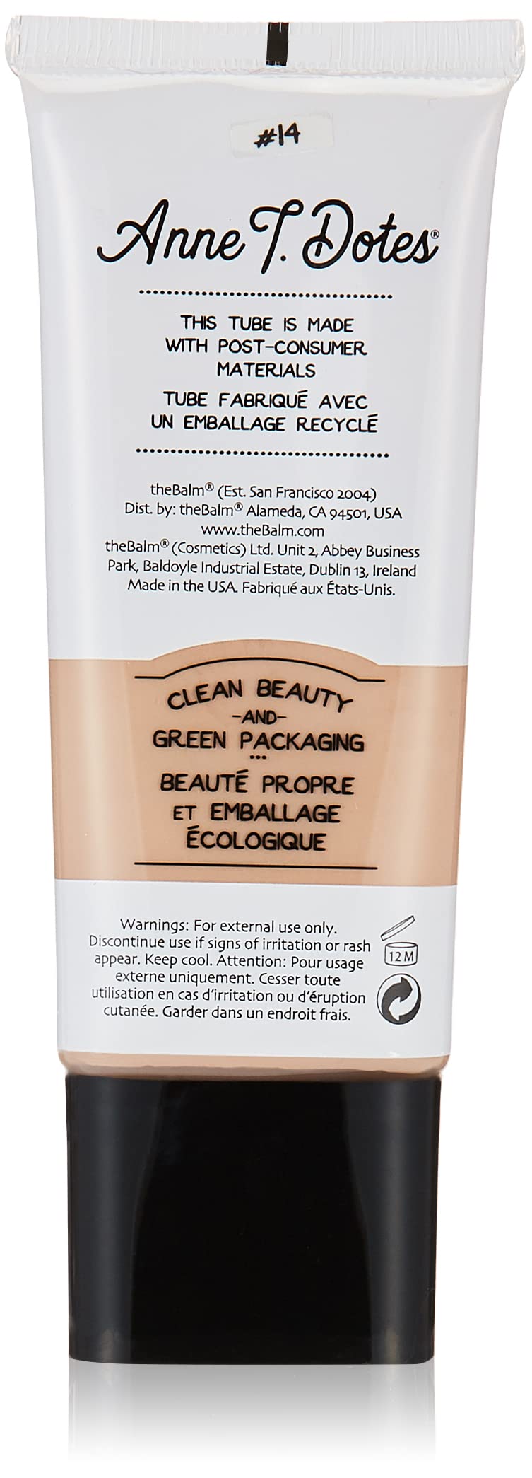 theBalm Anne T Dotes tinted moisturizer bottle close-up shows natural glow and sheer coverage.