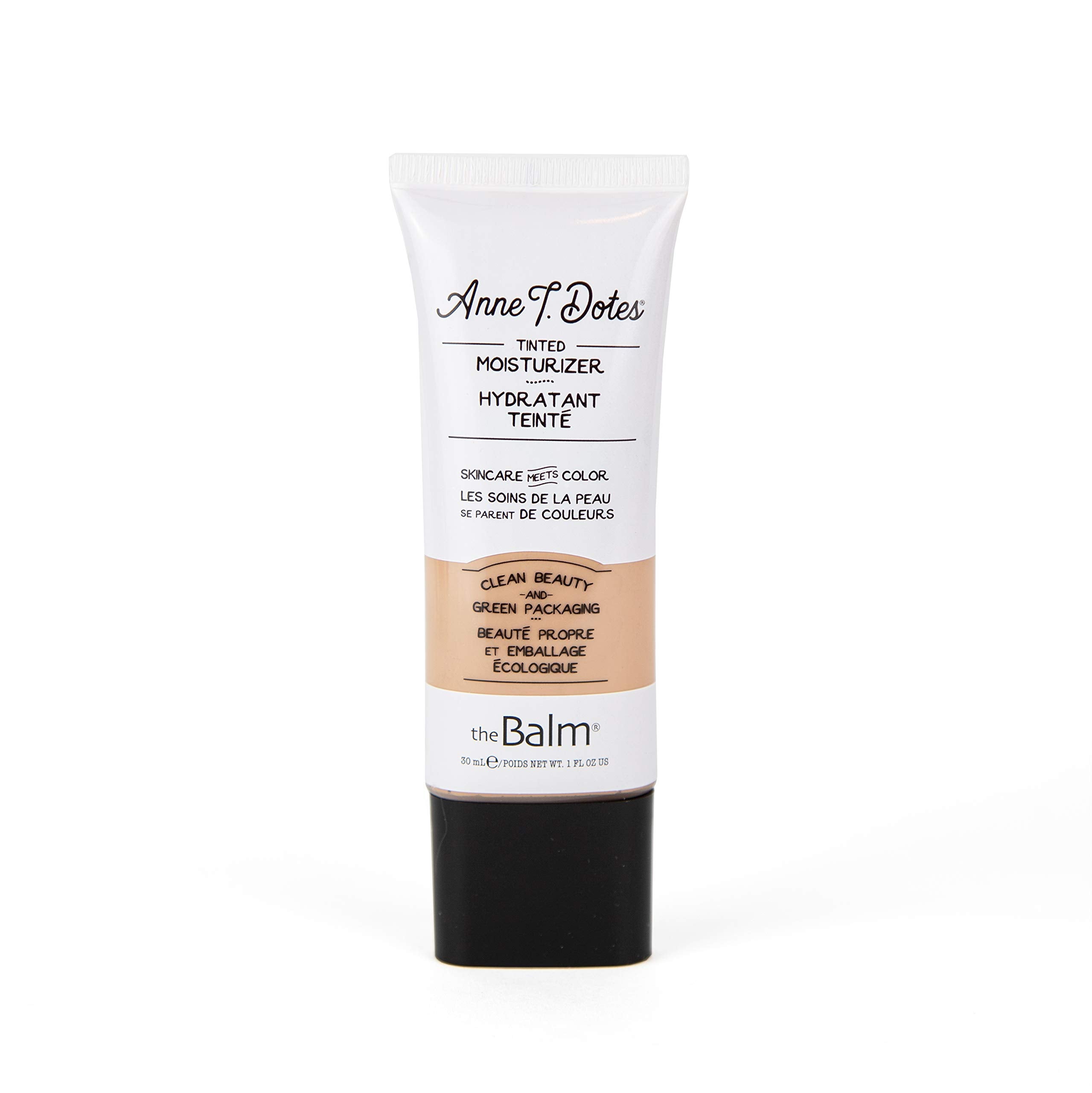 theBalm Anne T. Dotes tinted moisturizer bottle front in shade #18 with natural glow