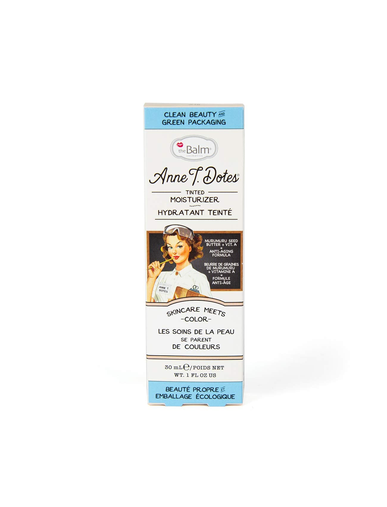 theBalm Anne T. Dotes cap closeup showing compact packaging for daily wear