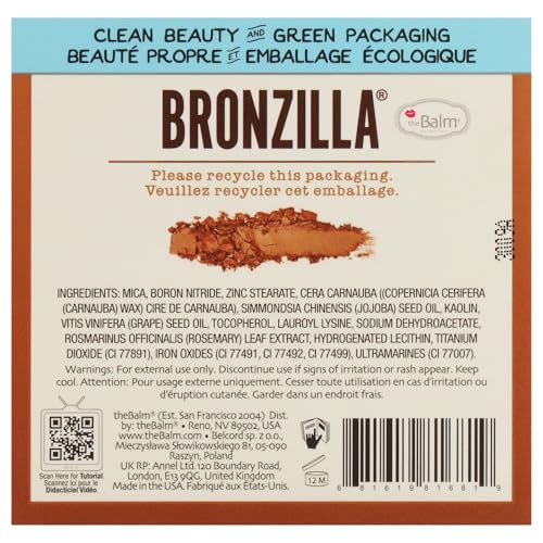 theBalm Bronzilla Bronzer ingredients closeup features nourishing oils