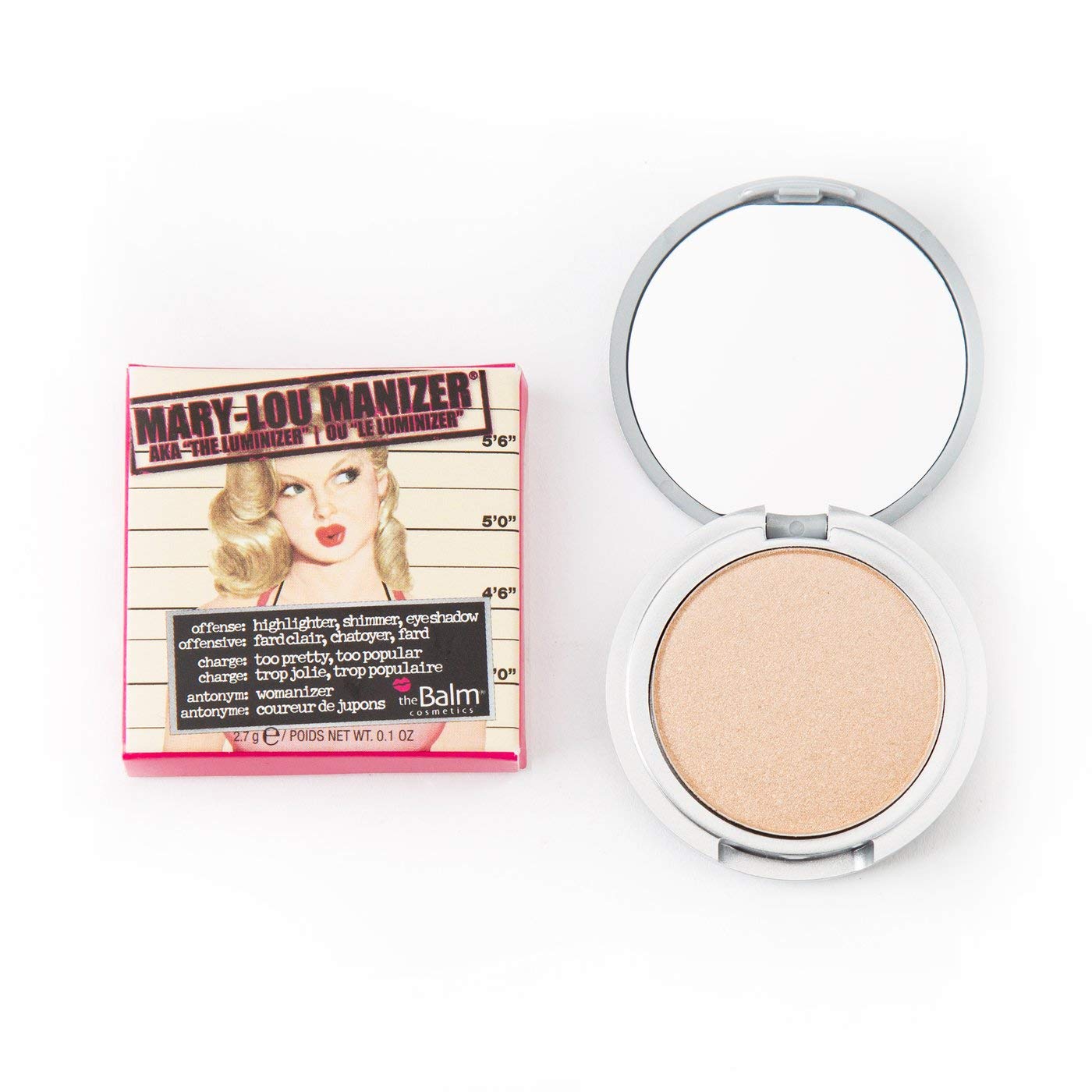 theBalm Mary-Lou Manizer compact glow highlights cheekbones with champagne shimmer