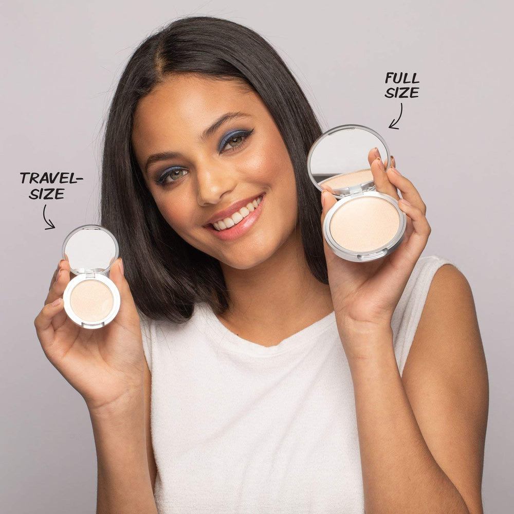 theBalm Mary-Lou Manizer travel-size packaging ideal for on-the-go touch-ups