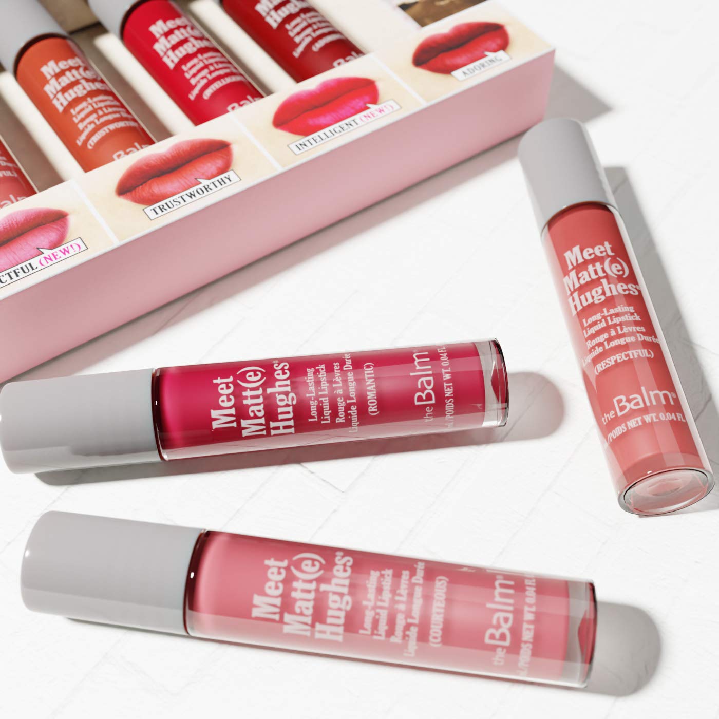 in-use swatches of theBalm Meet Matt(e) Hughes Vol 12 mini lipsticks for quick color payoff