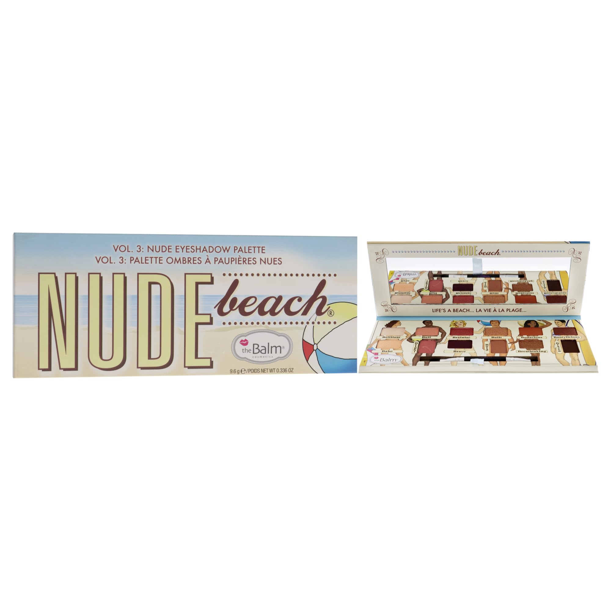 theBalm Nude Beach swatches displaying satin finish and pigment payoff